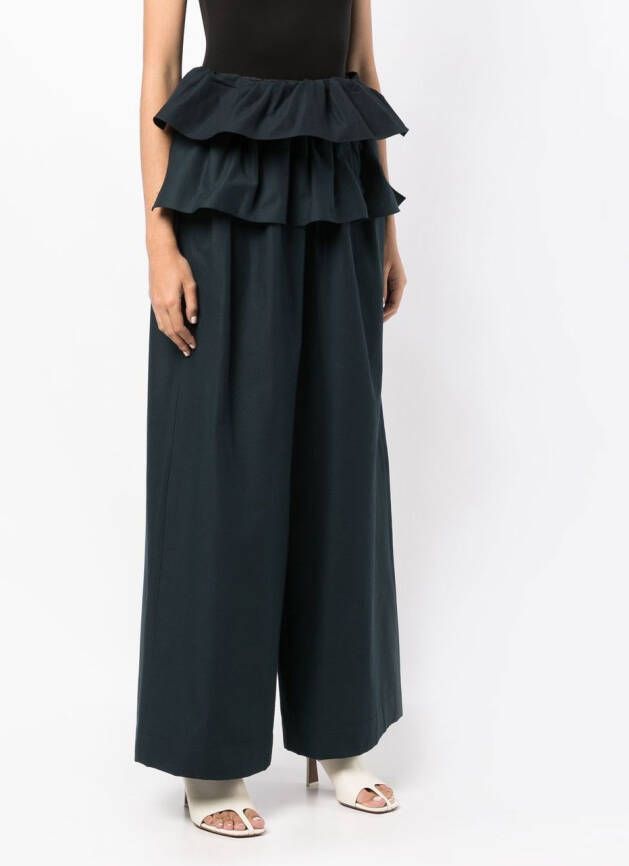 Goen.J Broek met wijde pijpen Blauw