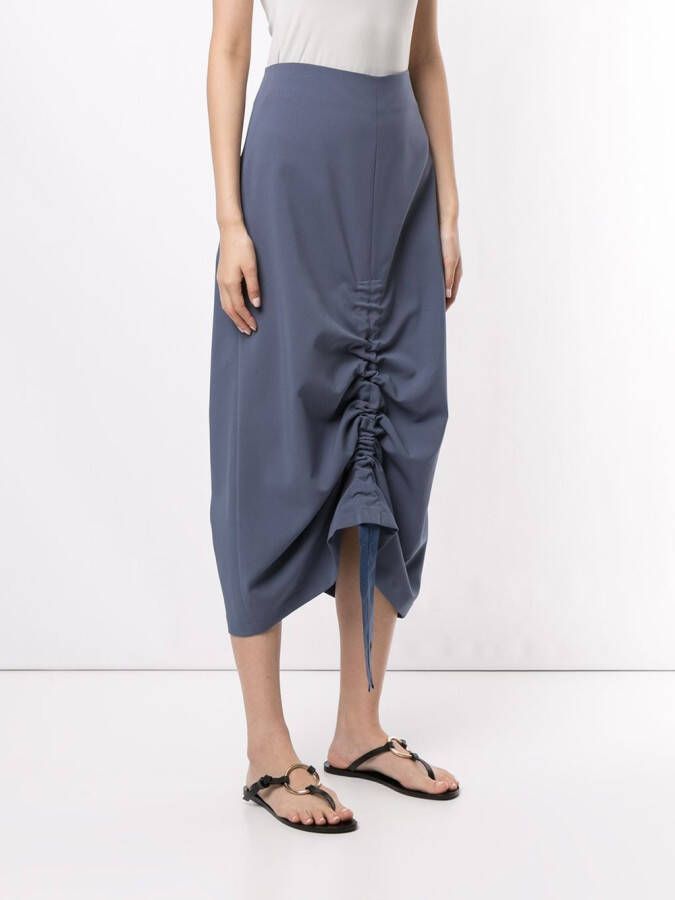 Goen.J Midi-rok met ruche Blauw