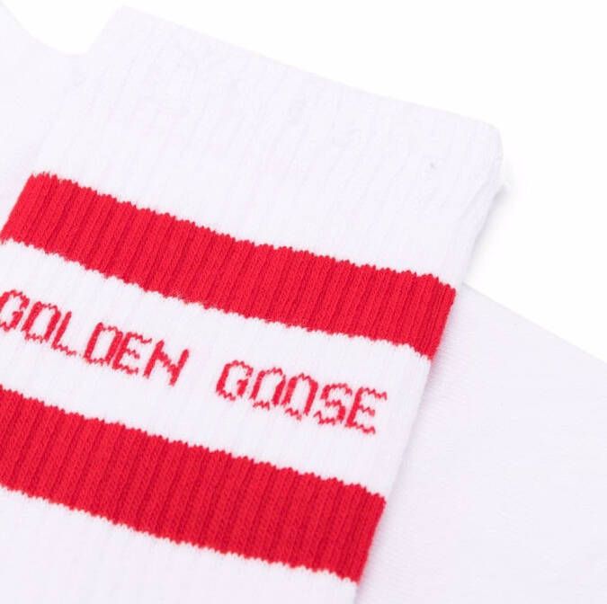Golden Goose Enkelsokken met intarsia logo Wit
