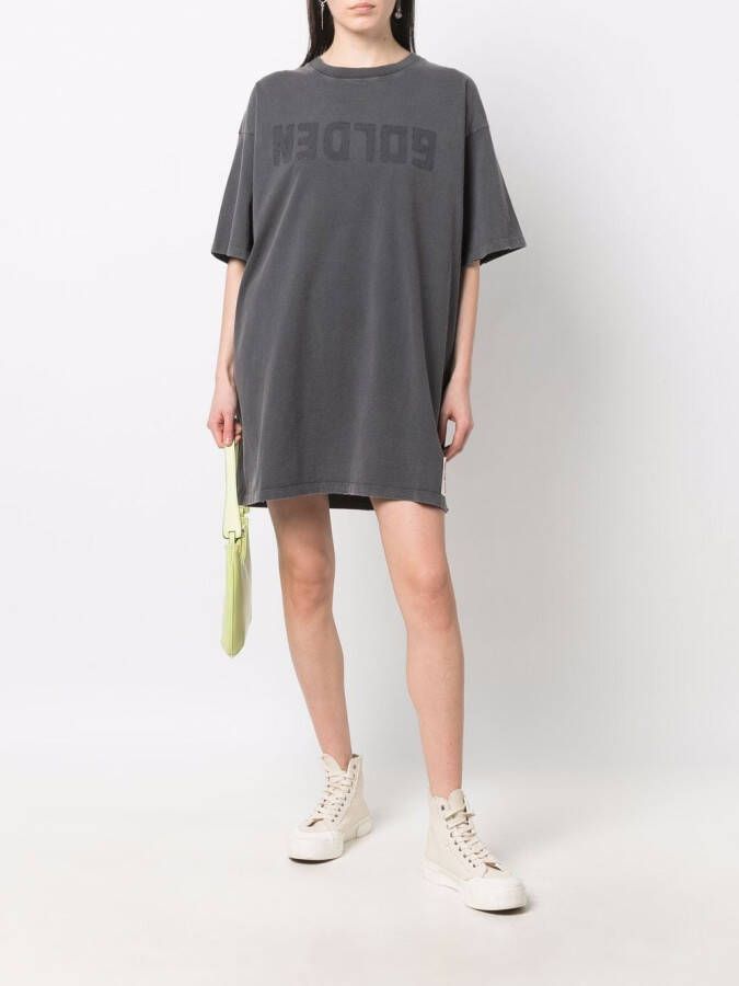 Golden Goose T-shirtjurk met logoprint Grijs