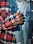 Greg Lauren Geruit vest Blauw - Thumbnail 4