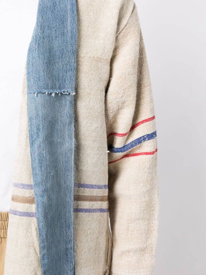 Greg Lauren Gestreept jack Beige