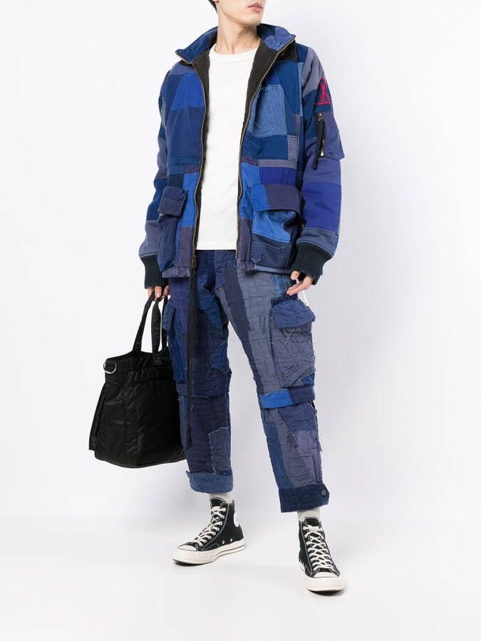 Greg Lauren Jas met patchwork Blauw