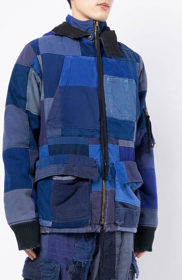 Greg Lauren Jas met patchwork Blauw