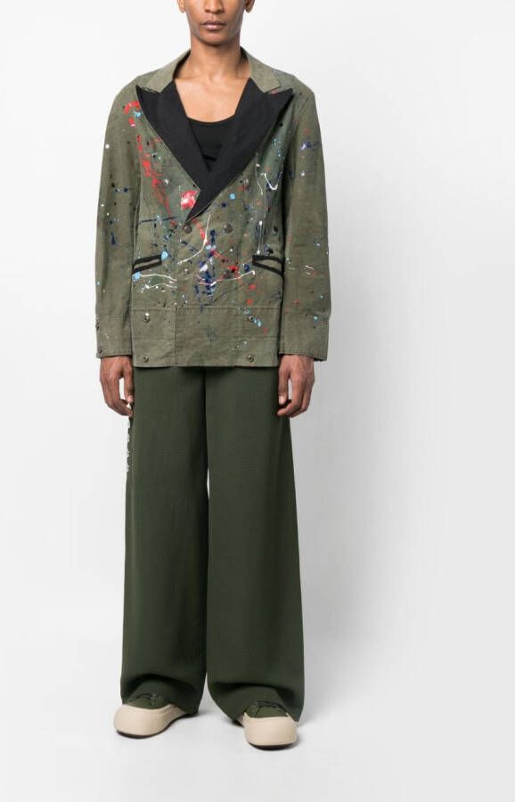 Greg Lauren Blazer met enkele rij knopen Groen