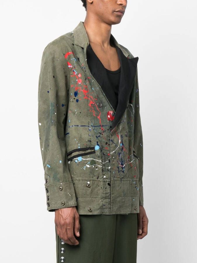 Greg Lauren Blazer met enkele rij knopen Groen