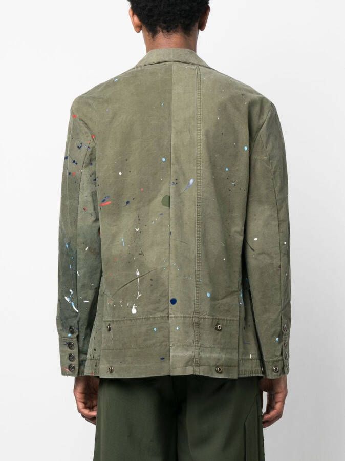 Greg Lauren Blazer met enkele rij knopen Groen