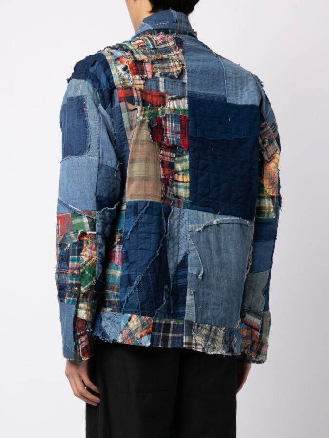Greg Lauren Overhemd met patchwork Blauw