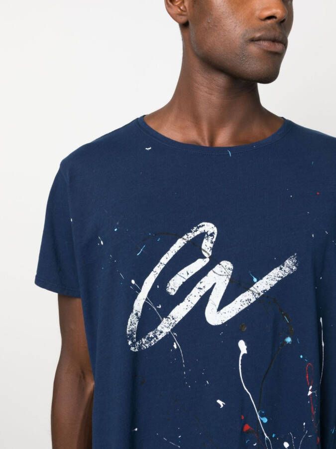 Greg Lauren T-shirt met logoprint Blauw