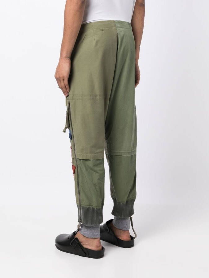 Greg Lauren Trainingsbroek met bloemenpatch Groen