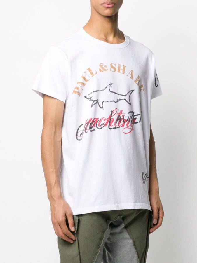 Greg Lauren X Paul & Shark T-shirt met ronde hals Wit