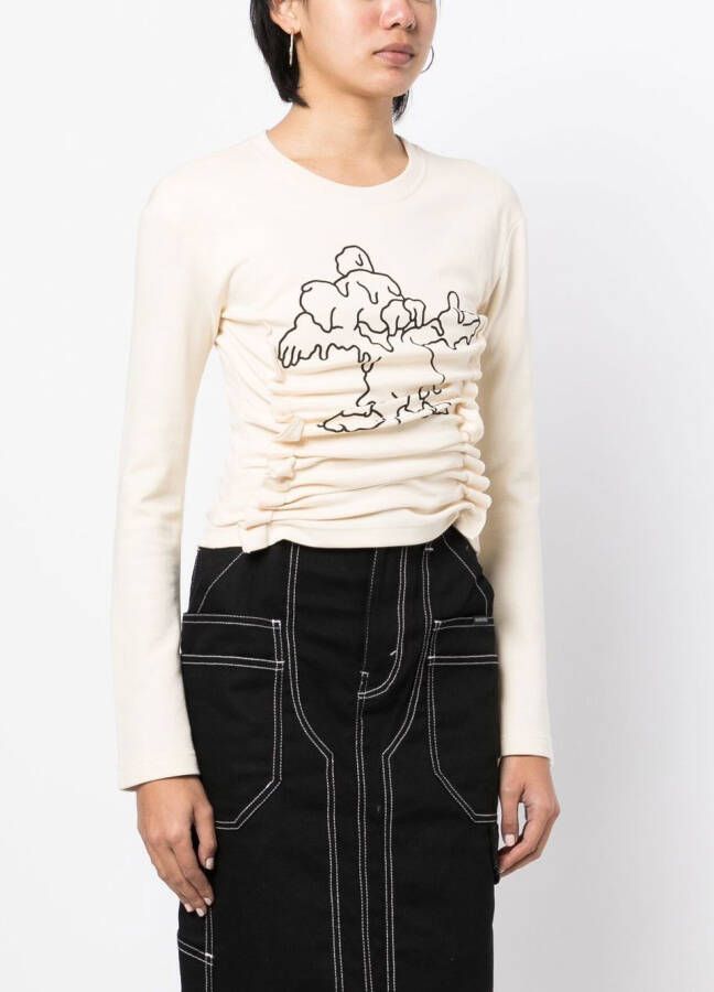 Ground Zero T-shirt met grafische print Beige