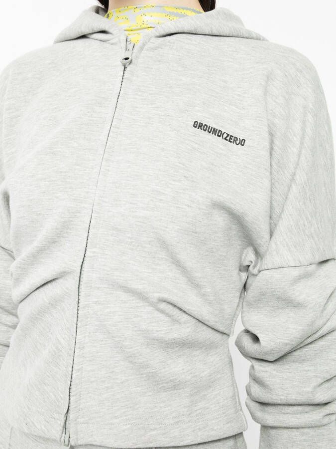 Ground Zero Hoodie met gedrapeerde mouwen Grijs