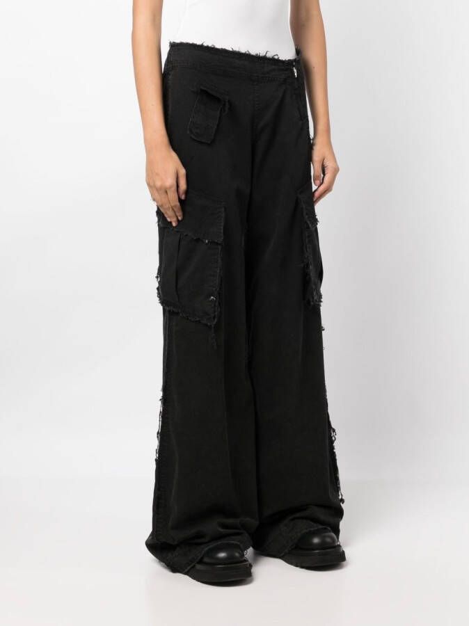Ground Zero Jeans met gerafelde randen Zwart