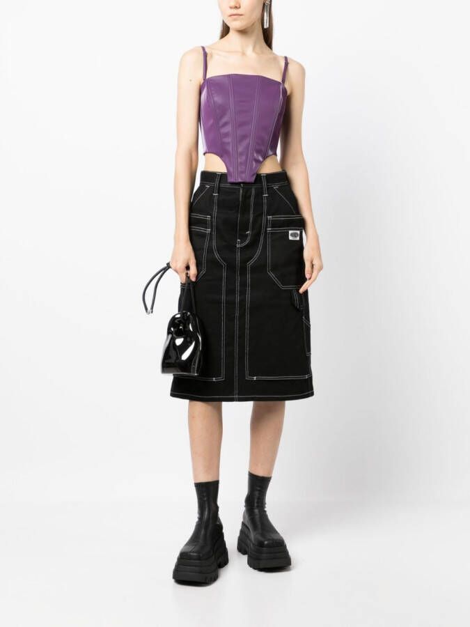 Ground Zero Denim midi-rok Zwart