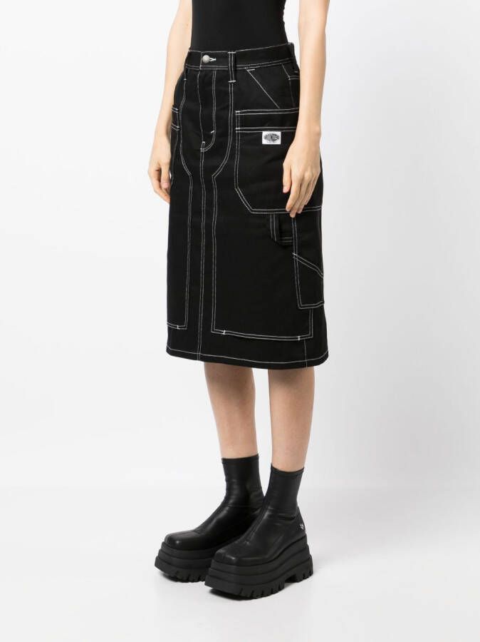 Ground Zero Denim midi-rok Zwart