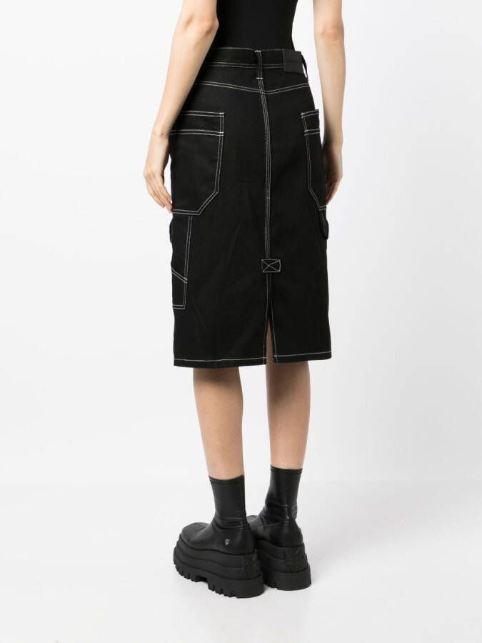 Ground Zero Denim midi-rok Zwart