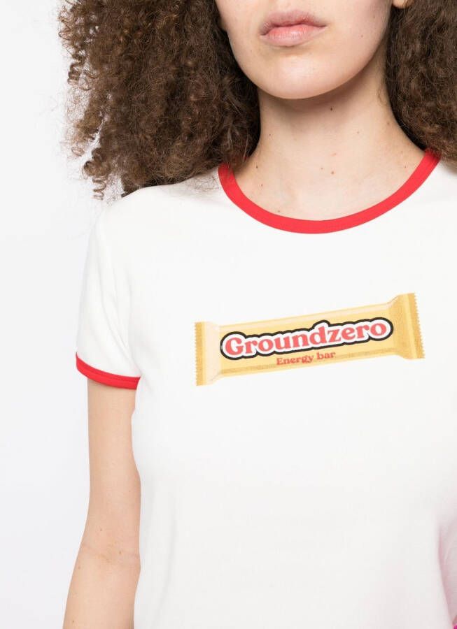 Ground Zero T-shirt met print Wit