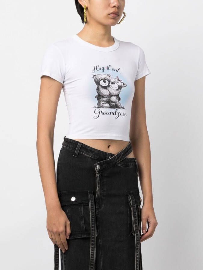 Ground Zero T-shirt met tekst Wit