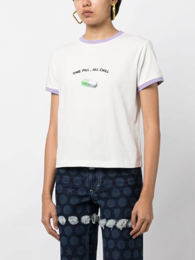 Ground Zero T-shirt met tekst Wit