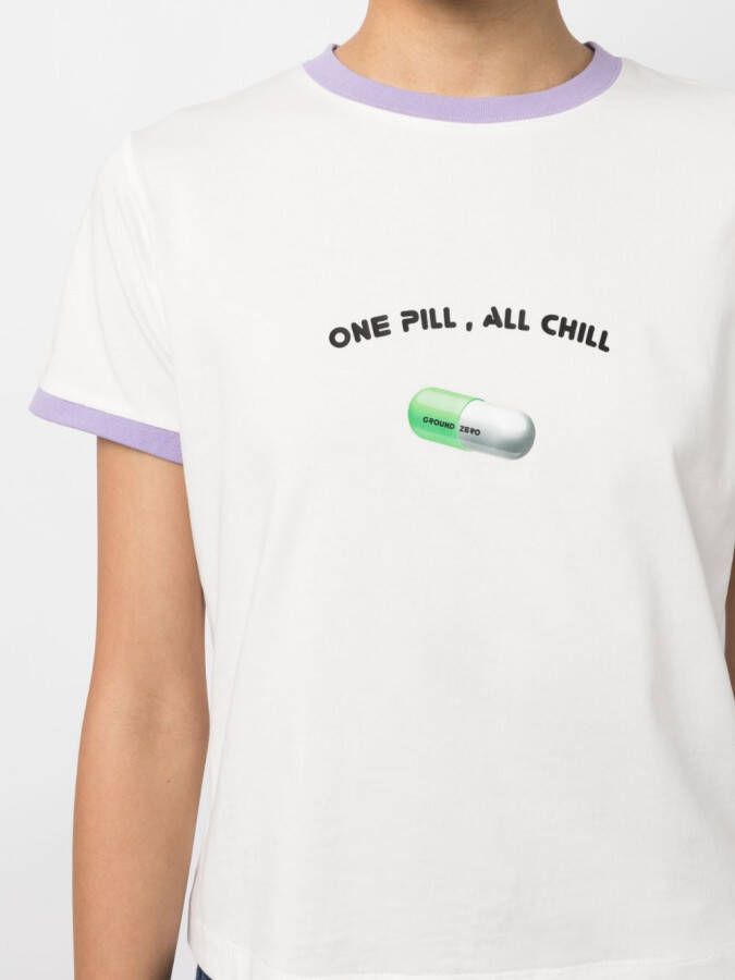 Ground Zero T-shirt met tekst Wit
