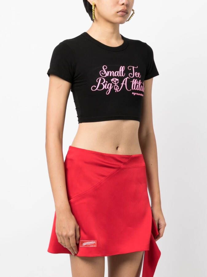 Ground Zero T-shirt met tekst Zwart