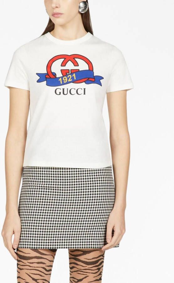 Gucci 1921 T-shirt met GG logo Wit