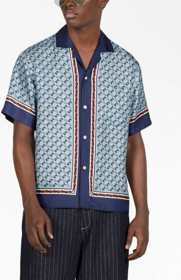 Gucci Zijden overhemd met GG-patroon Blauw