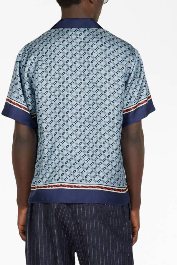 Gucci Zijden overhemd met GG-patroon Blauw