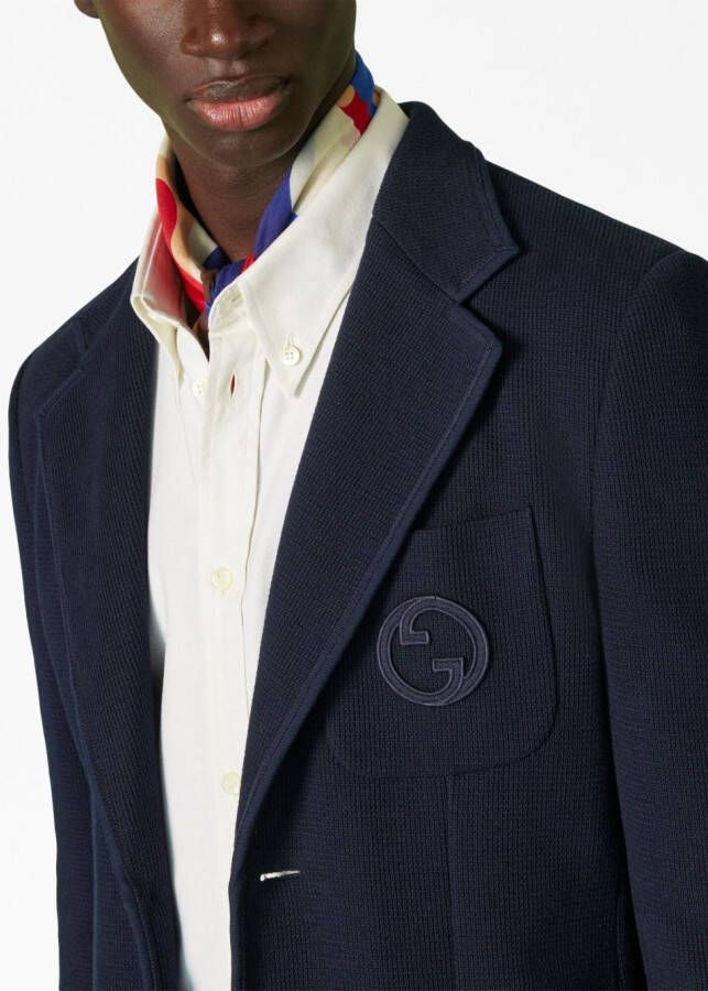Gucci Katoenen blazer met GG-logo Blauw