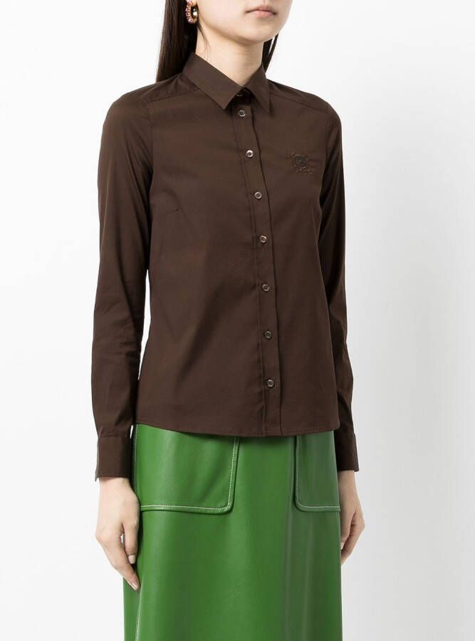 Gucci Overhemd met geborduurd logo Bruin