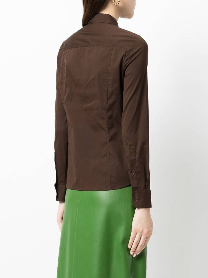 Gucci Overhemd met geborduurd logo Bruin