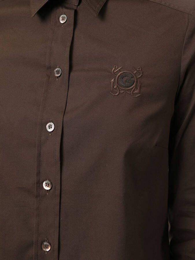 Gucci Overhemd met geborduurd logo Bruin