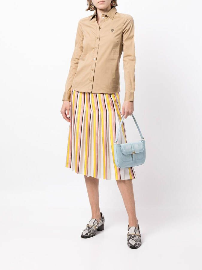Gucci Overhemd met geborduurd logo Bruin