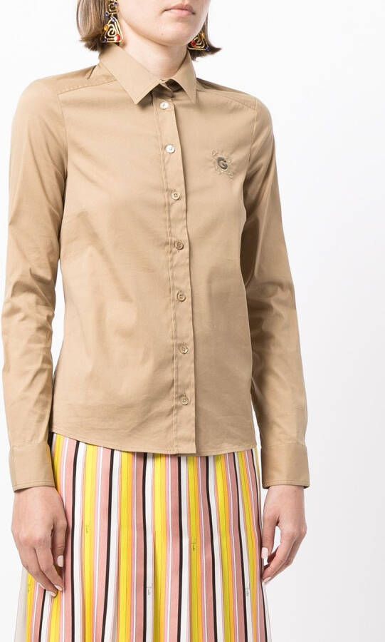 Gucci Overhemd met geborduurd logo Bruin