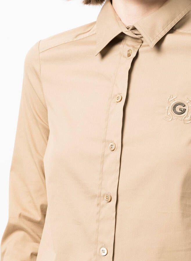 Gucci Overhemd met geborduurd logo Bruin