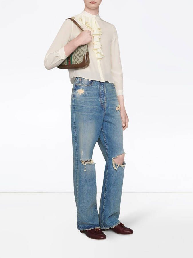 Gucci Blouse van crêpe de chine Wit