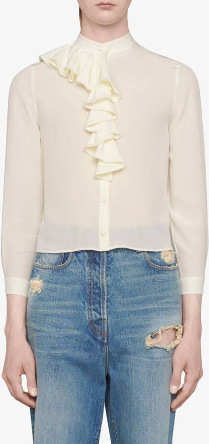 Gucci Blouse van crêpe de chine Wit