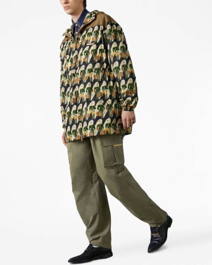 Gucci Mid waist cargo broek met vlakken Groen