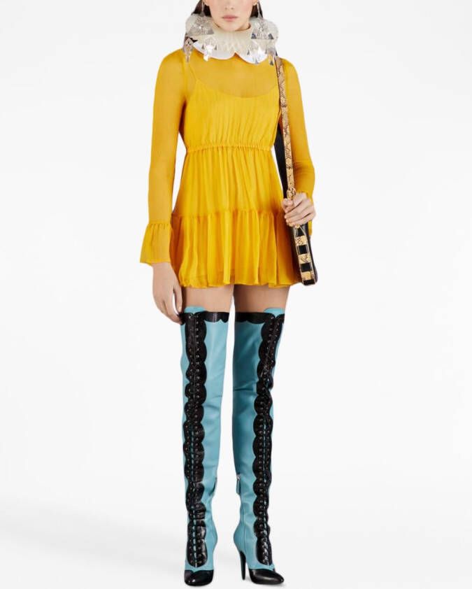 Gucci Chiffon mini-jurk Geel