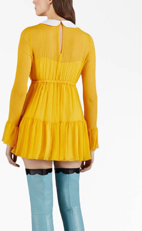 Gucci Chiffon mini-jurk Geel