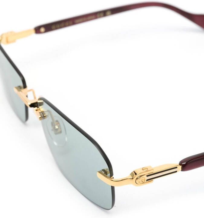 Gucci Eyewear Bril met rechthoekig montuur Goud