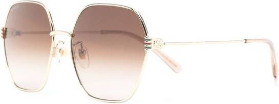 Gucci Eyewear Zonnebril met geometrisch montuur Goud