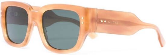 Gucci Eyewear Zonnebril met vierkant montuur Beige