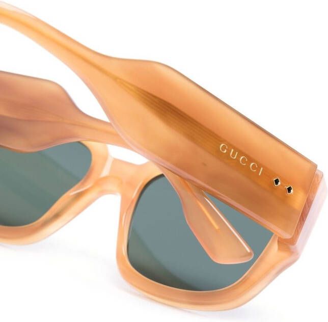 Gucci Eyewear Zonnebril met vierkant montuur Beige