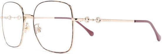 Gucci Eyewear Horsebit zonnebril met vierkant montuur Goud