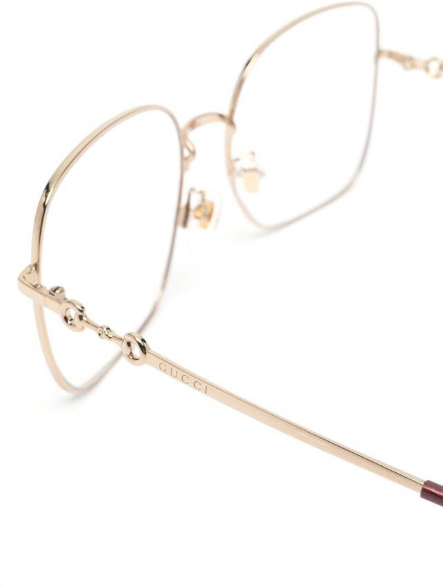 Gucci Eyewear Horsebit zonnebril met vierkant montuur Goud