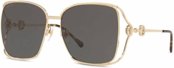 Gucci Eyewear Horsebit zonnebril met vierkant montuur Goud