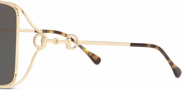 Gucci Eyewear Horsebit zonnebril met vierkant montuur Goud