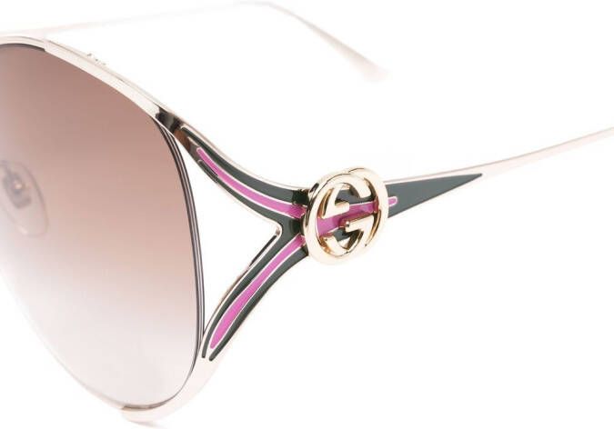 Gucci Eyewear Zonnebril met oversized montuur Goud